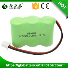 Ni-MH 2/3AA 3.6V 600mAh rechargeable battery pack For cordless phone With EH connector